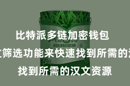 比特派多链加密钱包  不错通过筛选功能来快速找到所需的汉文资源
