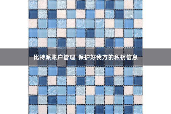 比特派账户管理  保护好我方的私钥信息